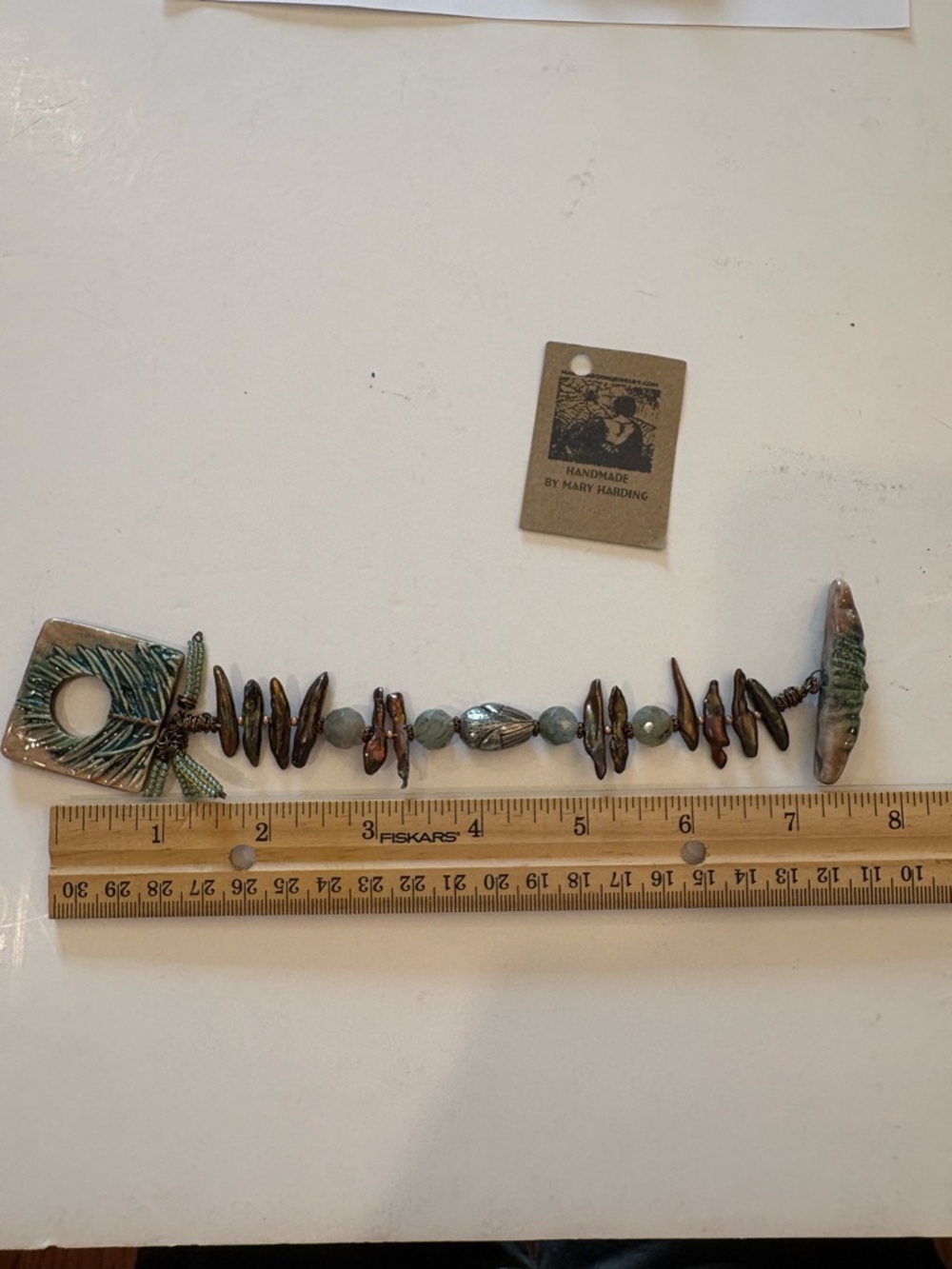 Bracelet Handmade Earthenware Ceramic Clay “Fir Bough” Toggle Clasp 2012 - Picture 8 of 8